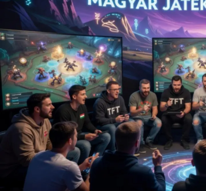 Group of players discussing fantasy strategy in an esports-style arena environment.