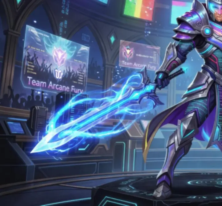 Community-created fantasy hero art inspired by VALORANT agents in an esports arena