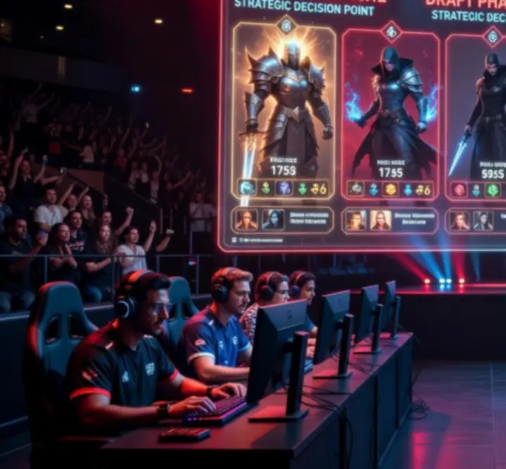 Fantasy strategy game hero draft screen with tactical picks highlighted