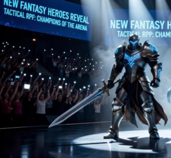 Concept art of new fantasy heroes ready to enter a glowing competitive arena.